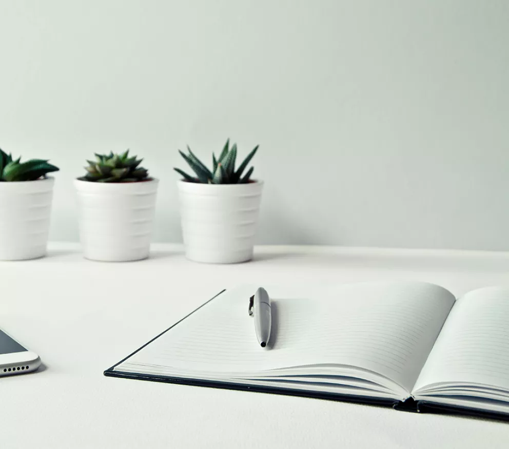 Ceramic pots green leaf notebook pen